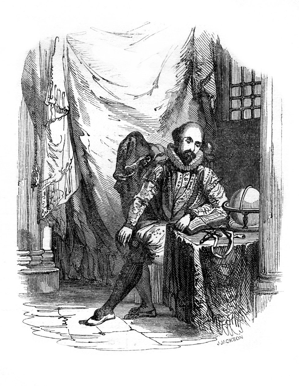 Sir Walter Raleigh in the Tower of London, 1603-1616, 1836 by J. Jackson