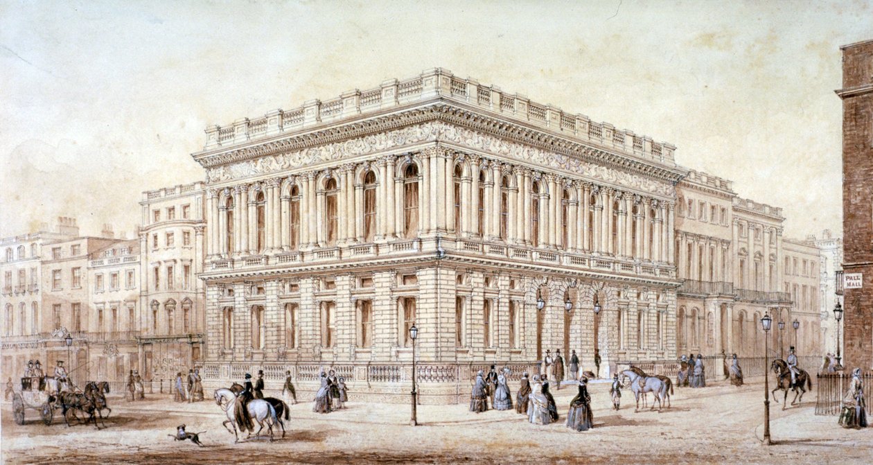 View of the Army and Navy Club on Pall Mall, Westminster, London by J Marchant