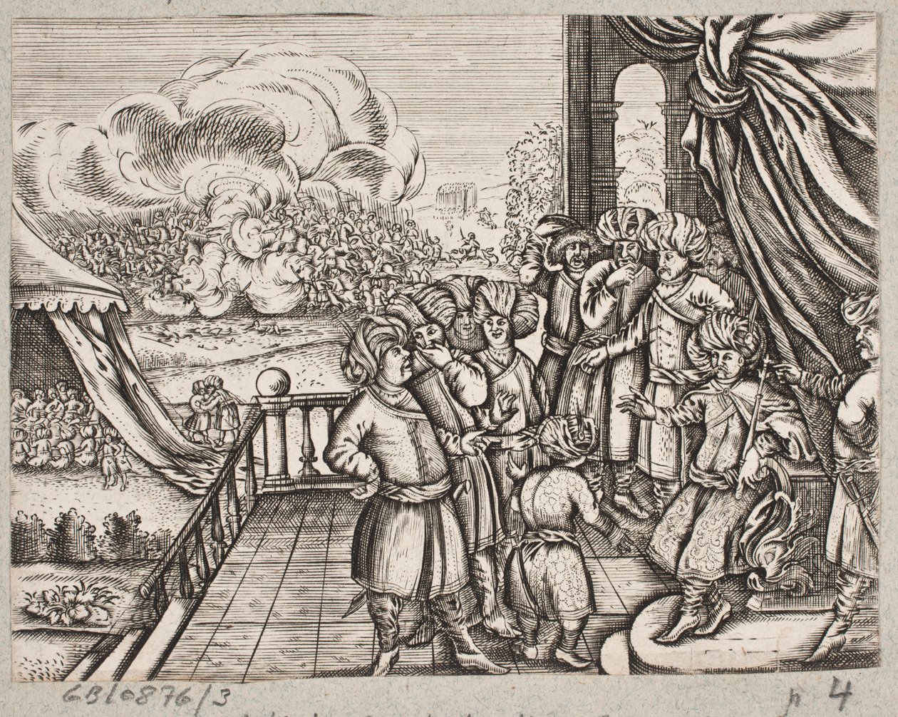 Illustration to Adam Olearius, “Persianischer Rosenthal von einem Sinnreichen Poeten Schich Saadi [...]”, Schleswig 1660 by J. Muller