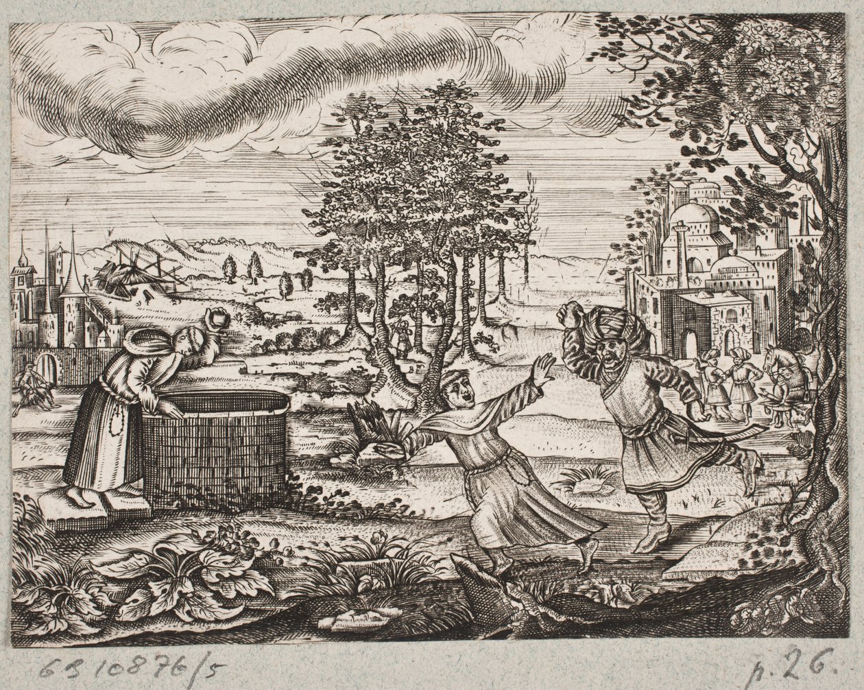 Illustration for Adam Olearius, "Persian Rose Garden by a Wise Poet Sheikh Saadi", Schleswig 1660 by J. Muller
