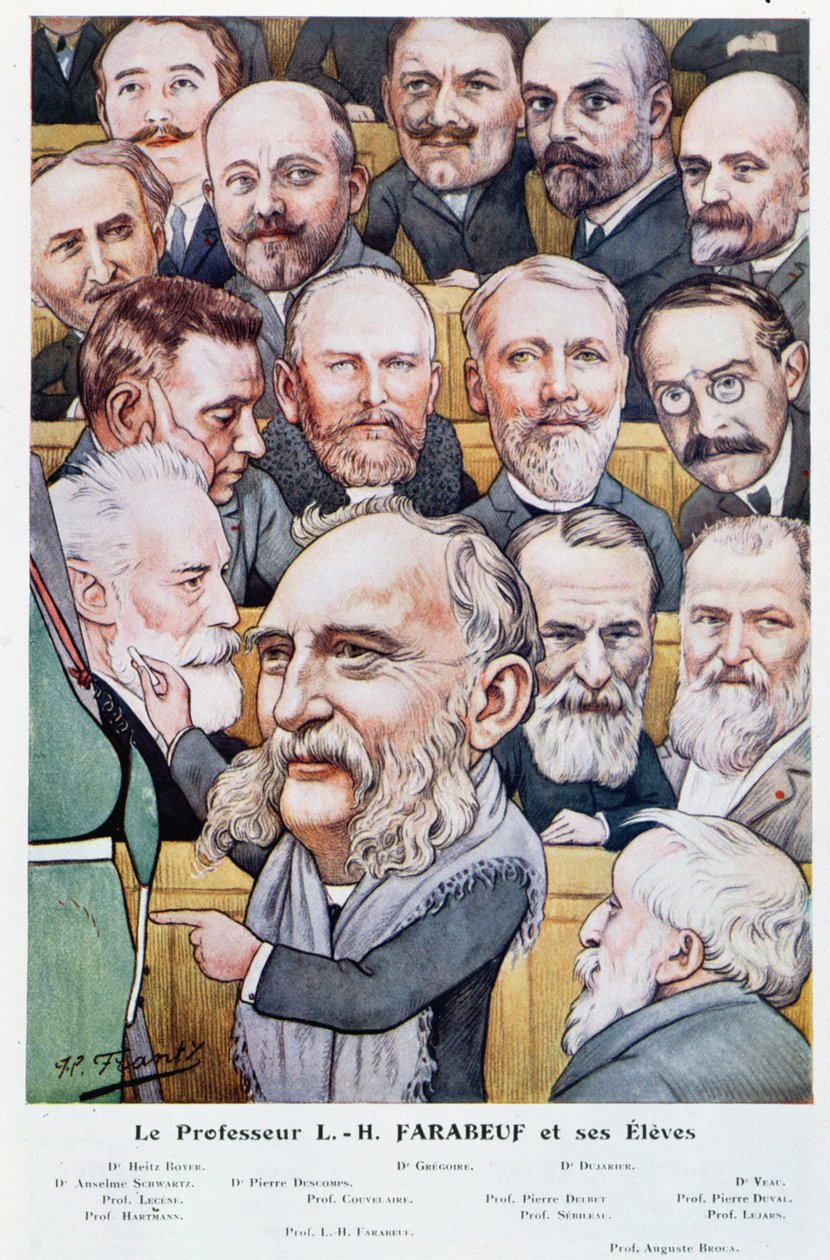 Professor Luis Hubert Farabeuf (1841-1910) and his students, from Chanteclair, c.1910 by J P. Frantz