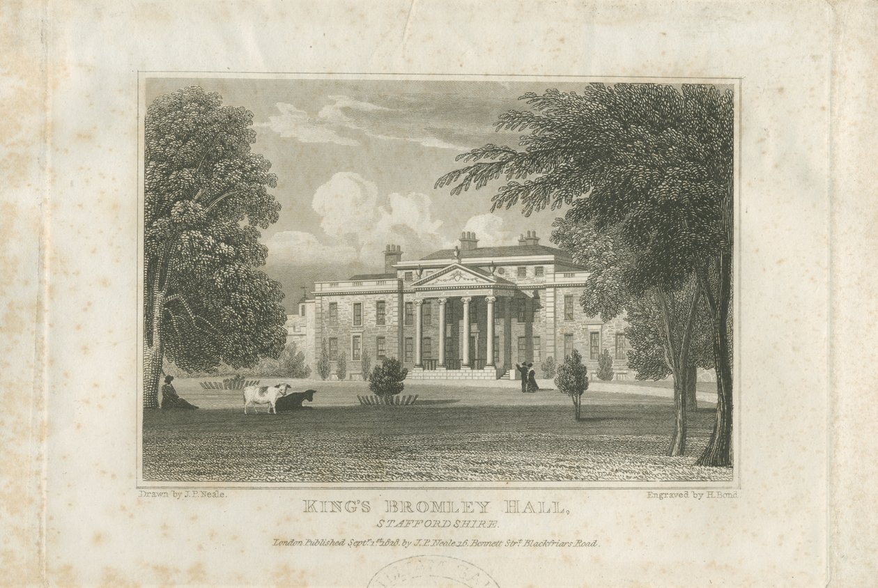 Kings Bromley Hall by John Preston Neale