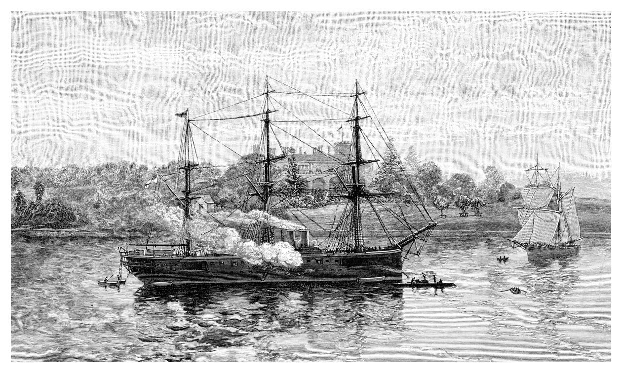 Government House and HMS Nelson, Sydney, New South Wales, Australia by J. R. Ashton
