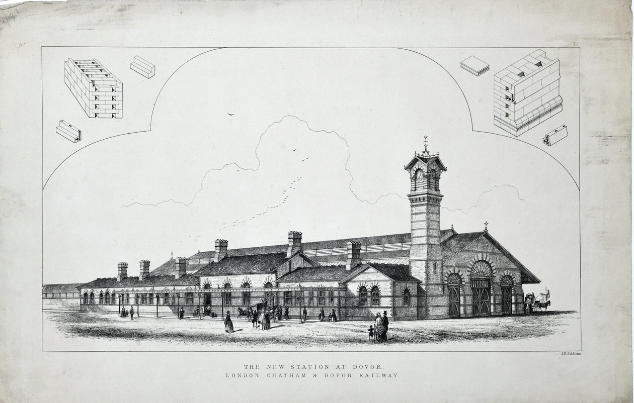 New station at Dover. London, Chatham and Dover Railway. 1860 by J. R. Jobbins