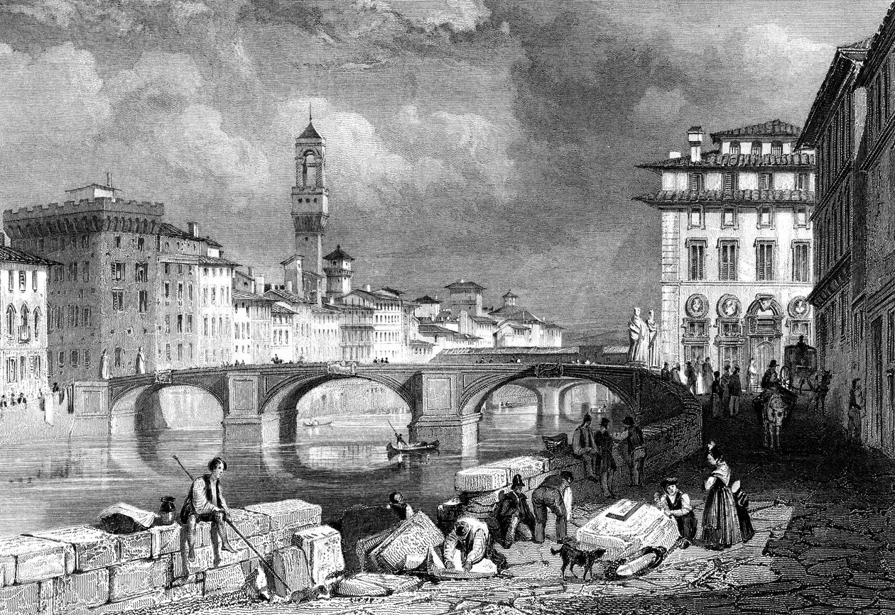 The Ponte Santa Trinita, Florence, Italy, 19th Century by J. Redaway