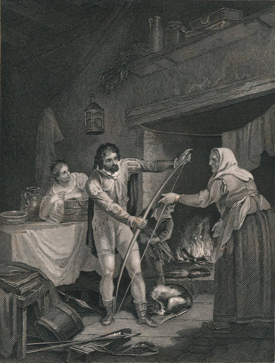 Alfred in the Neatherds Cottage by J. Rogers