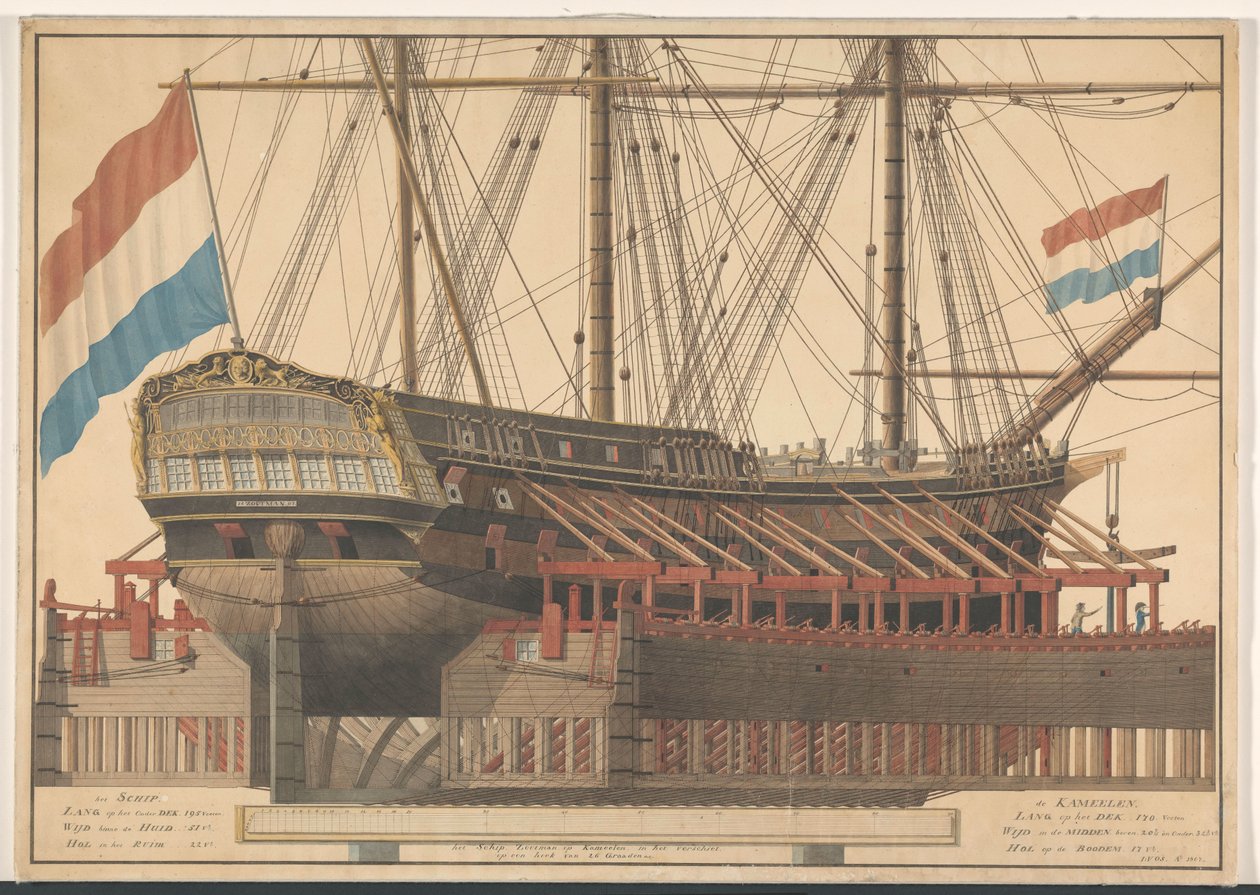 The Ship Zoutman on Camels by J. Vos (signed by artist)