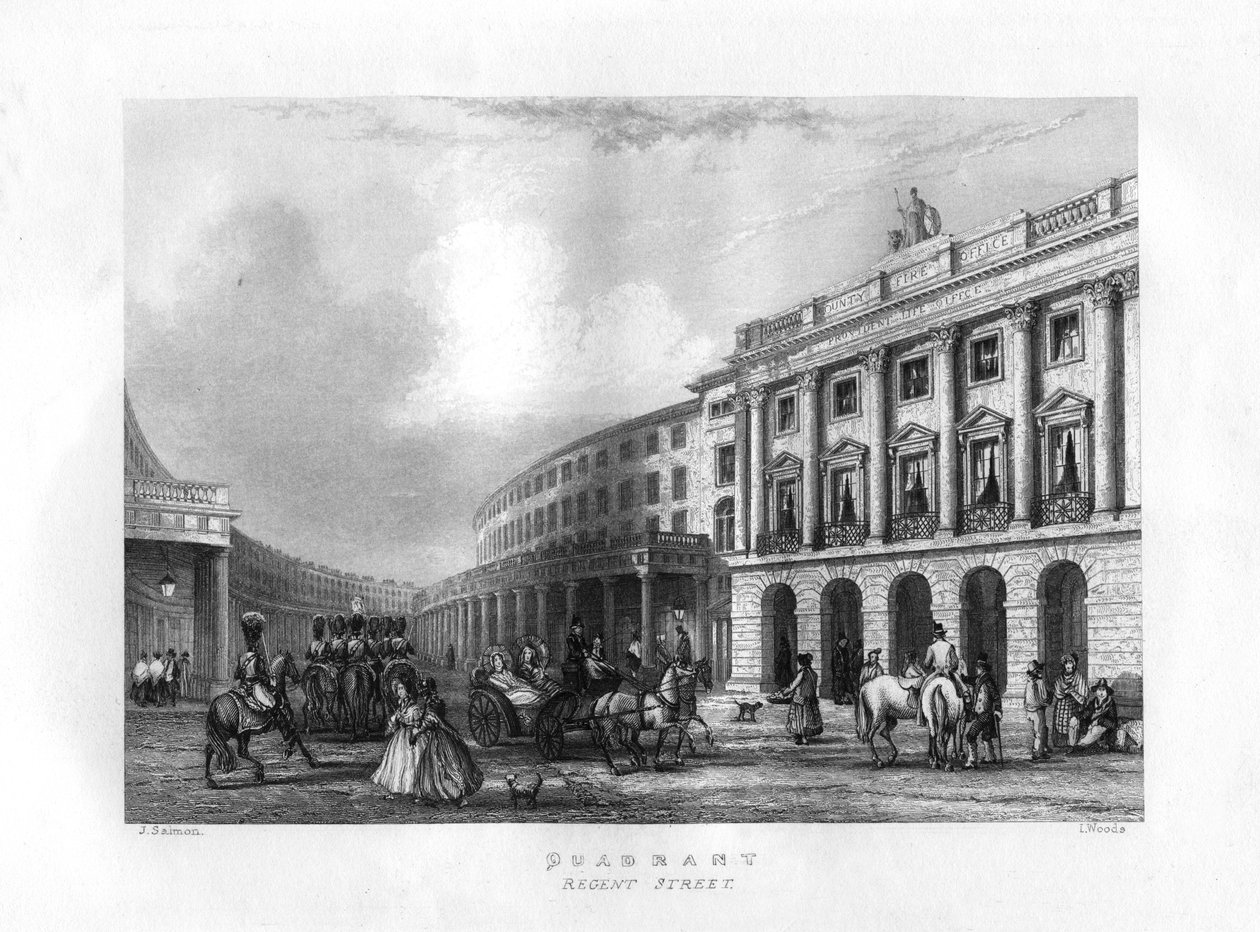 Quadrant, Regent Street, London, 19th Century by J. Woods