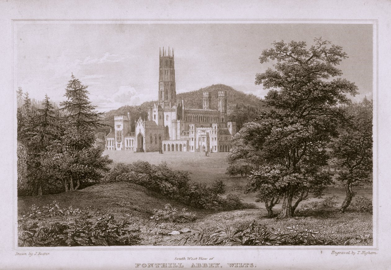 South-west view of Fonthill Abbey, engraved by T. Higham by J. after Rutter