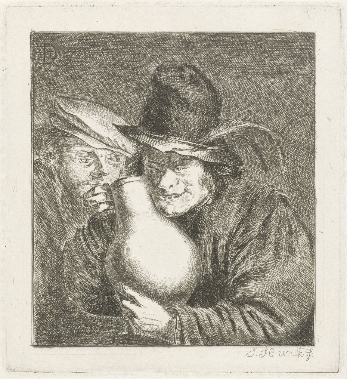 Two Peasants with a Jug by Jabes Heenck