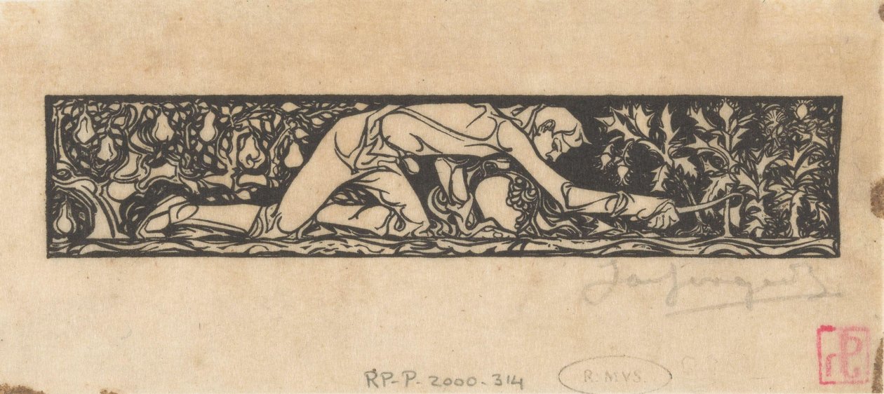 Vignette with Hoeing Man by Jac Jongert