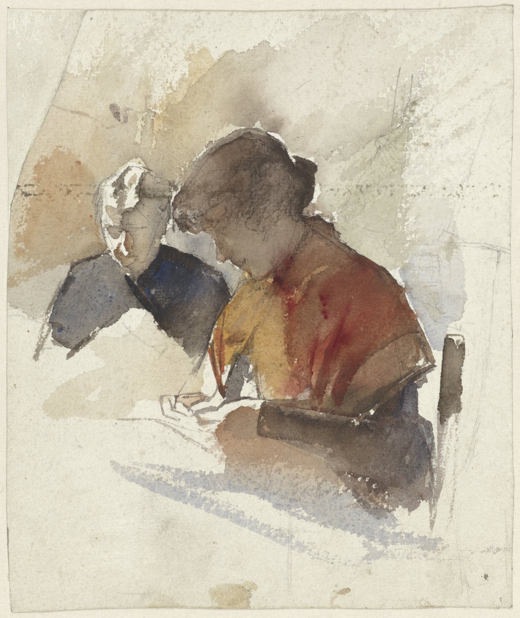 Two Women Sewing by Jac van Looij
