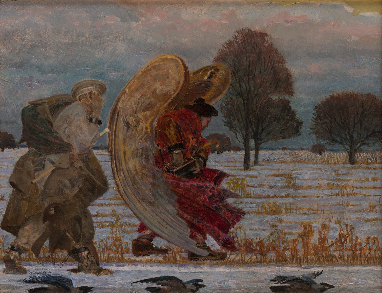 Behind the Angel (left part of the triptych) by Jacek Malczewski