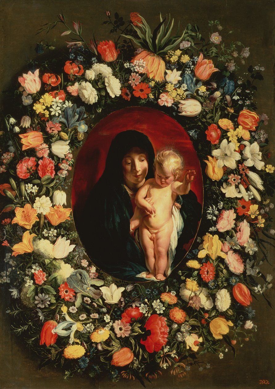 Madonna and Child Wreathed with Flowers by Jacob Jordaens