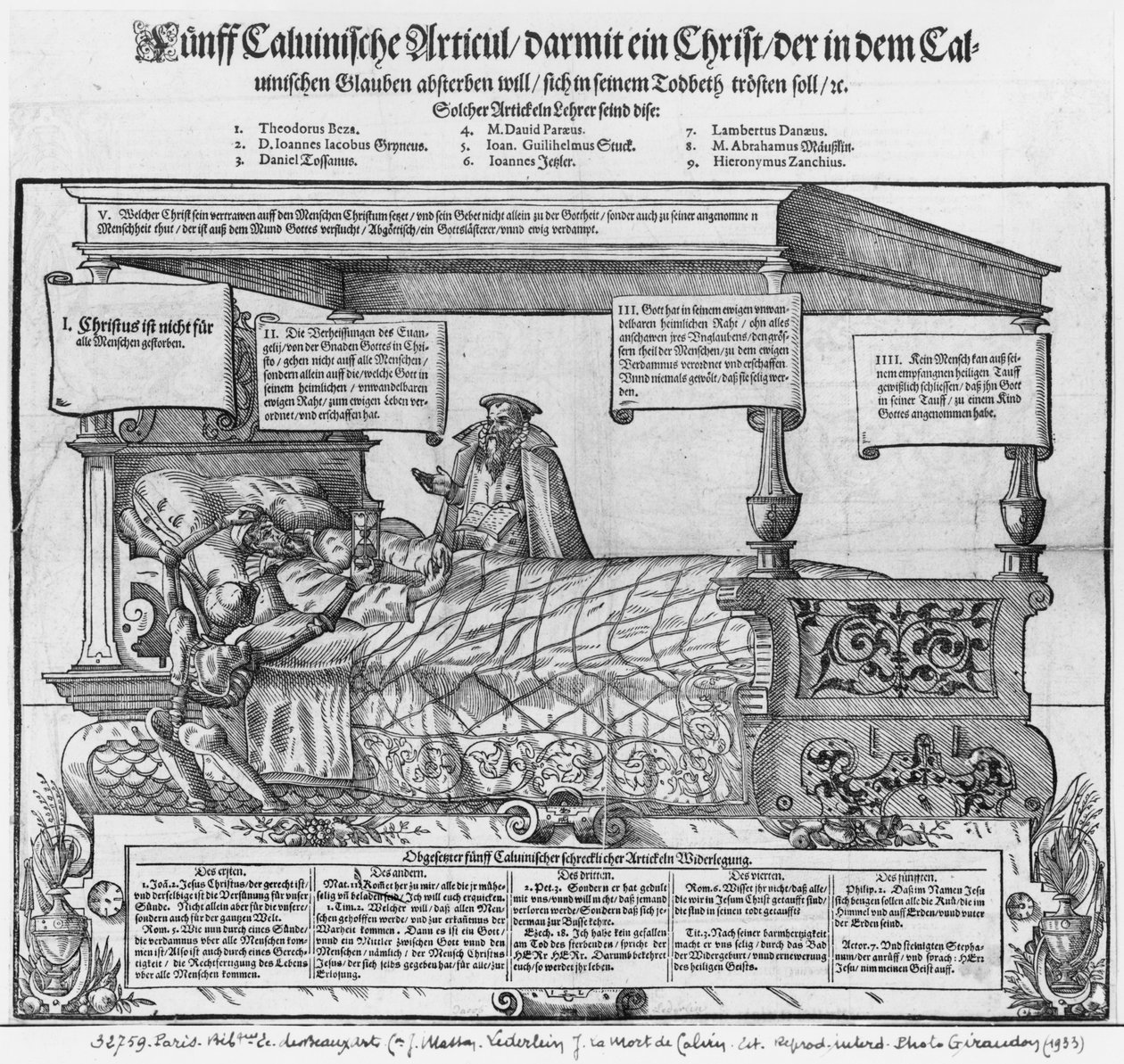John Calvin on his death bed by Jacob Lederlein