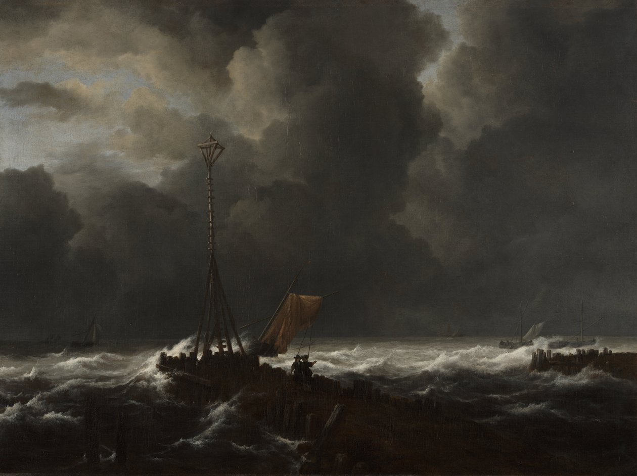 Rough Sea at a Jetty by Jacob van Ruisdael