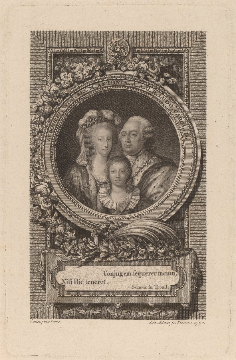 Louis XVI, Marie-Antoinette, and Louis-Charles, 1793 by Jacob Adam