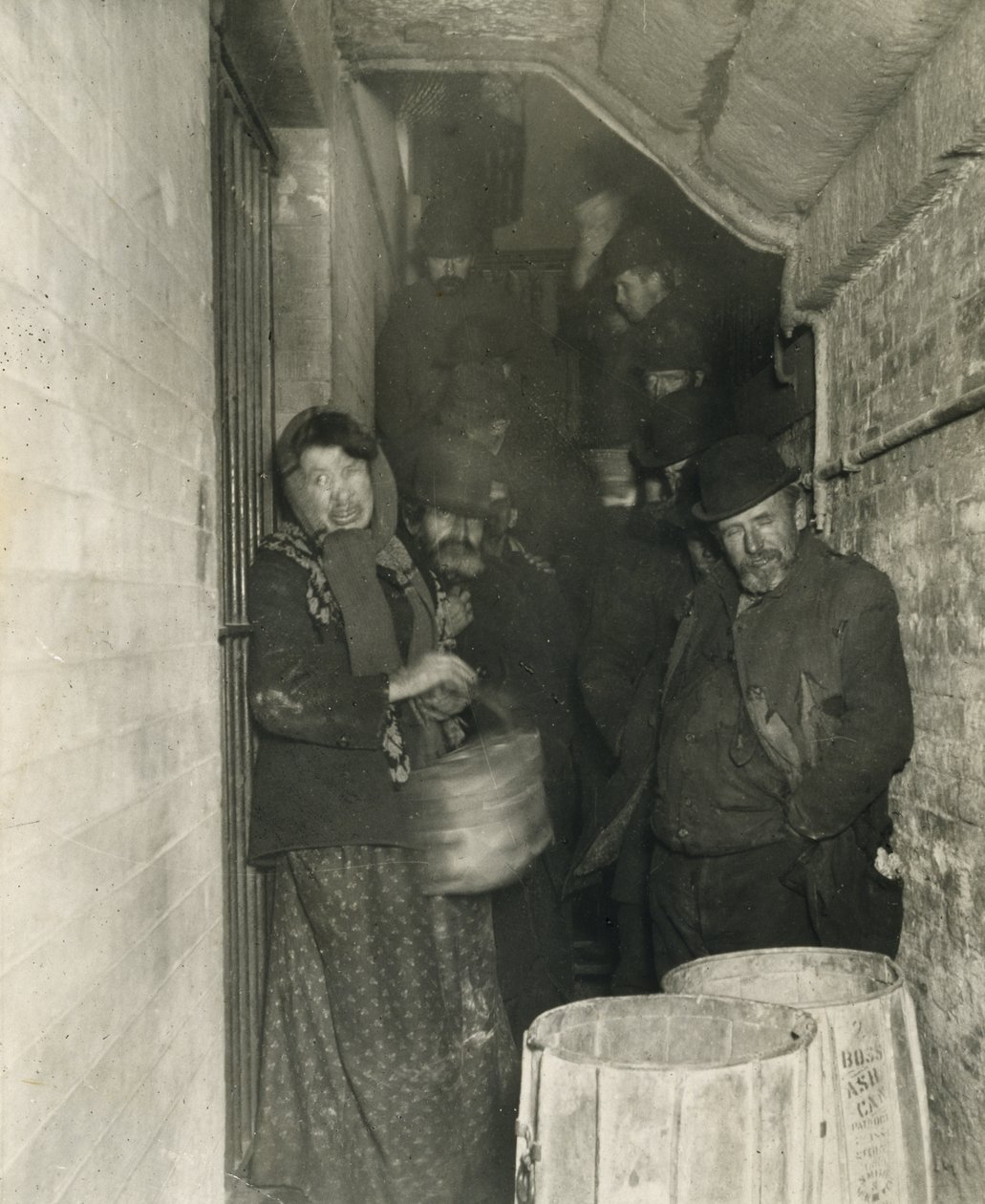 Waiting to Be Let in the Mulberry Street Station by Jacob August Riis