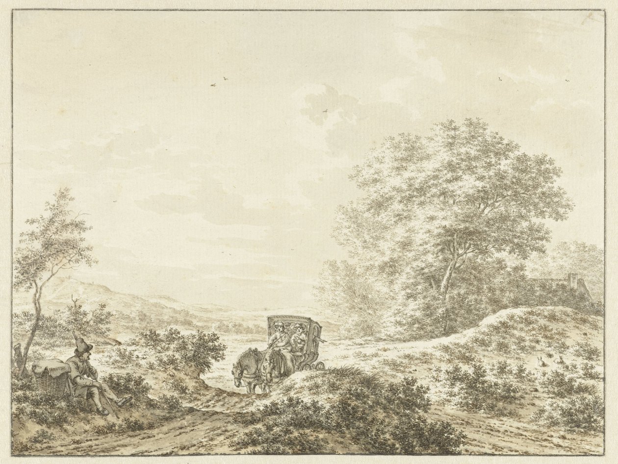 Hilly Landscape with Carriage by Jacob  Cats