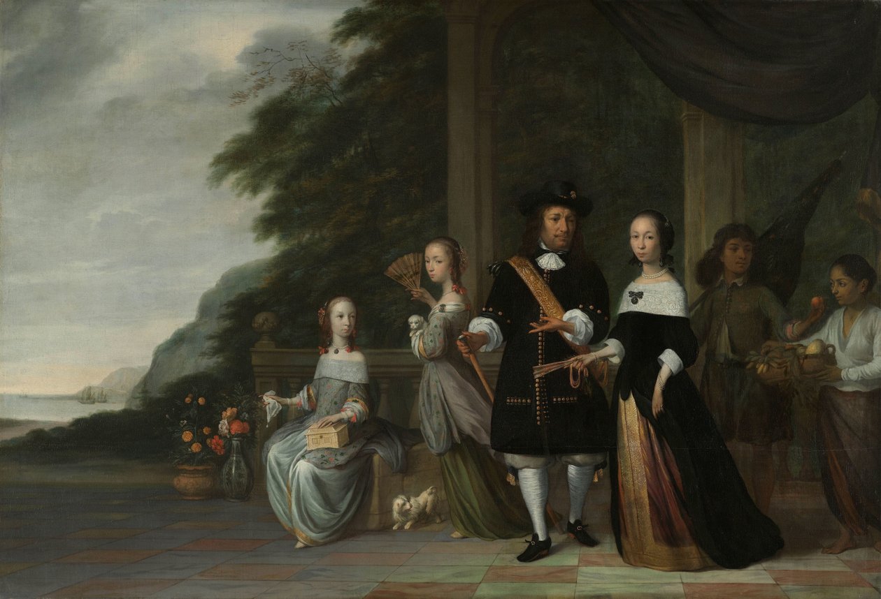 Pieter Cnoll, Cornelia van Nijenrode, their Daughters and Two Enslaved Servants by Jacob Coeman