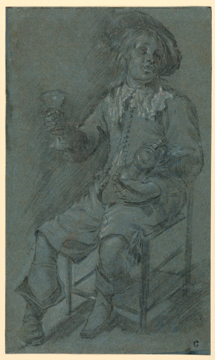 Seated Cavalier with Wine Glass, 1650–60 by Jacob Duck