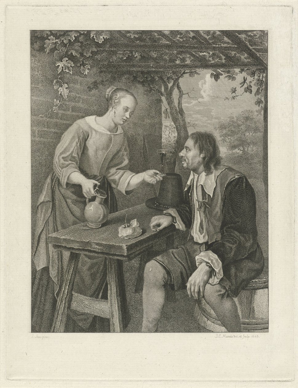 Young Woman Offering a Man a Glass of Wine by Jacob Ernst Marcus