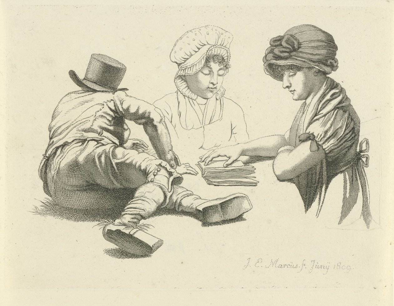 Study Sheet with a Lying Man and Two Ladies by Jacob Ernst Marcus