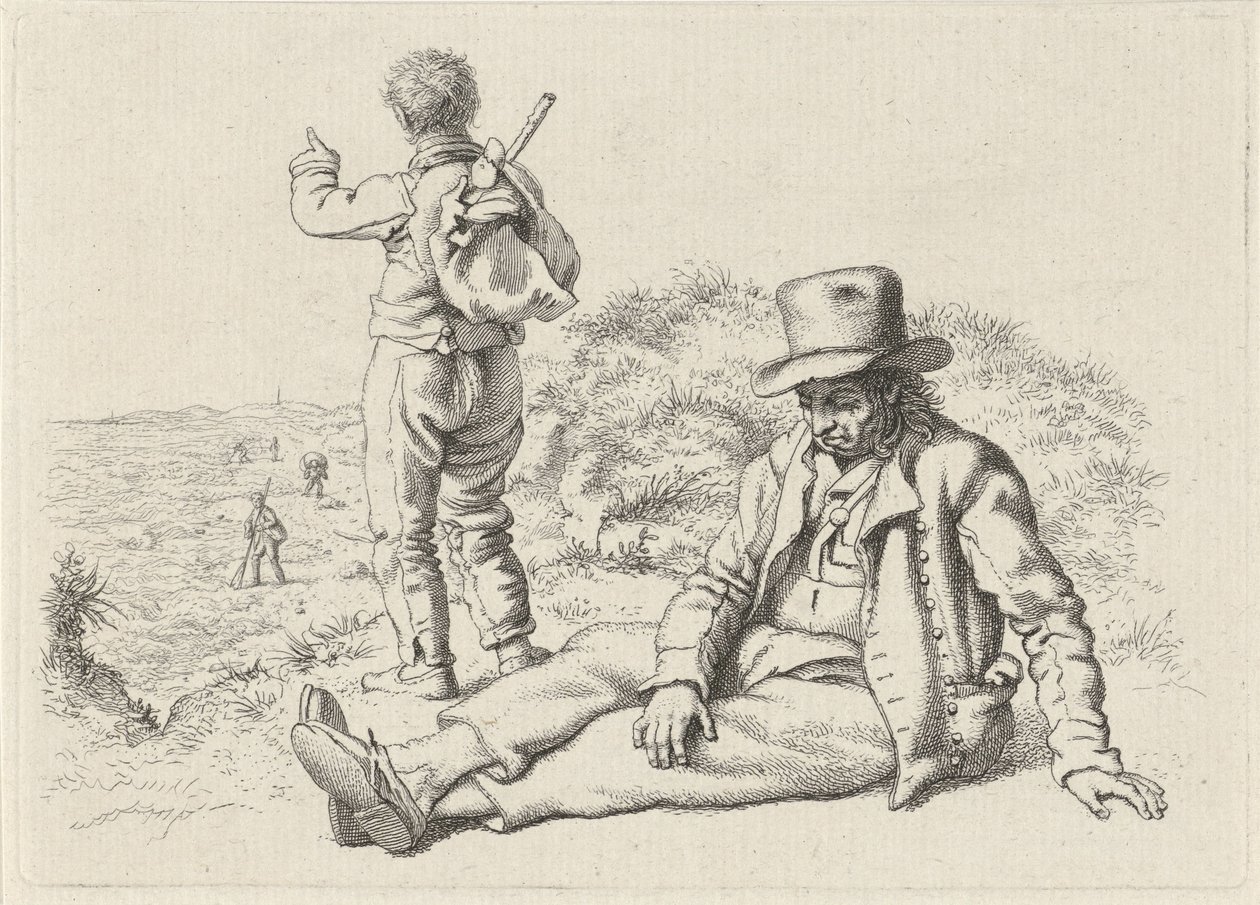 Sitting and Standing Man on a Beach by Jacob Ernst Marcus