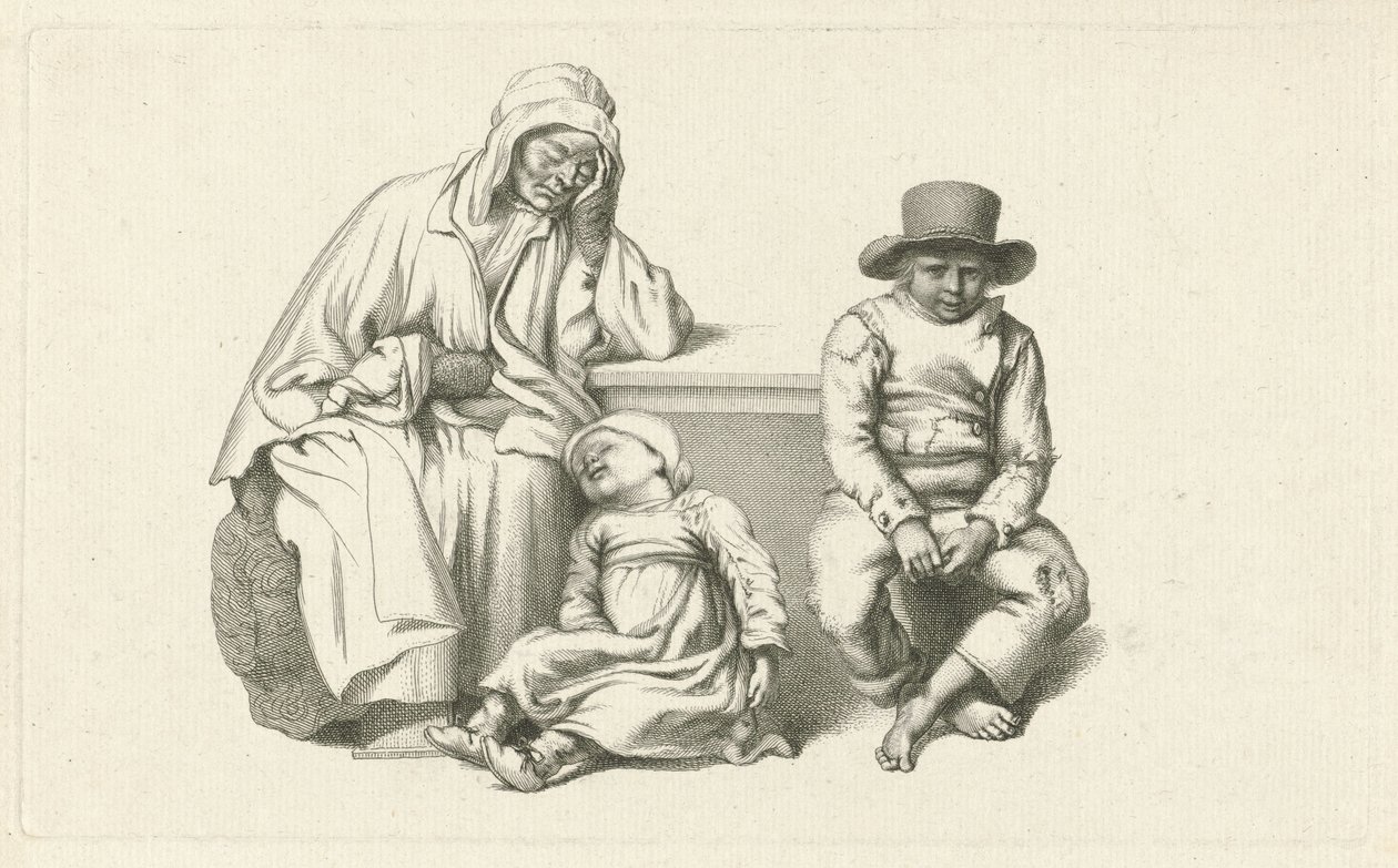 Seated Old Woman and Two Children by Jacob Ernst Marcus