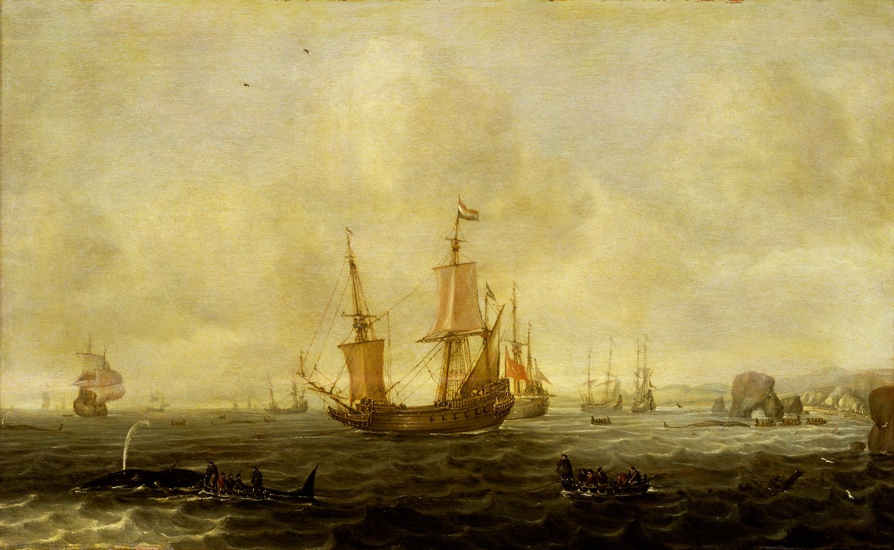 A Dutch whaling fleet, mid 17th century by Jacob Feyt de Vries