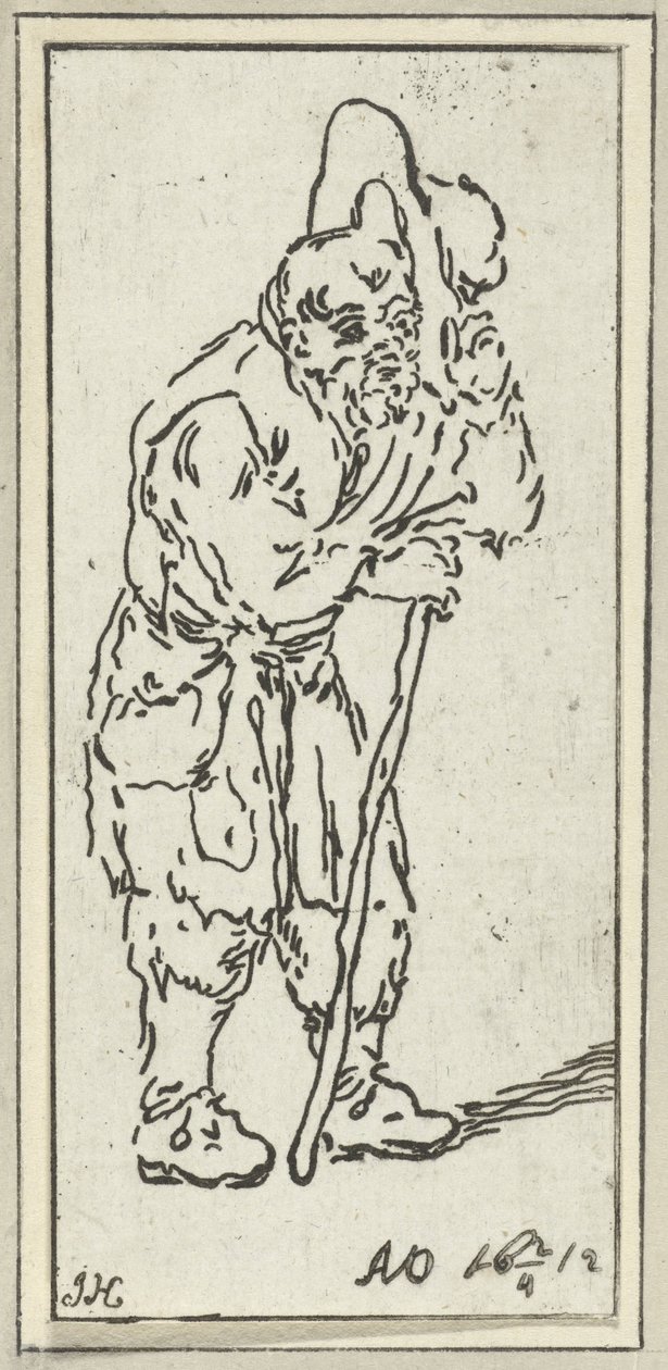 Man with Stick Taking Off His Hat by Jacob Hoolaart