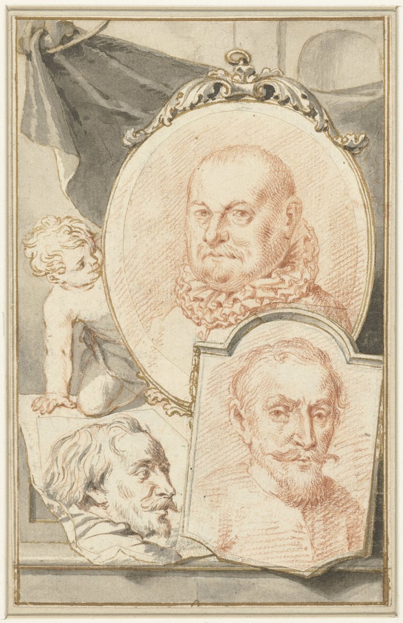 Portraits of Roelant Savery, Frans Snijders, and Theodoor Rombouts by Jacob Houbraken