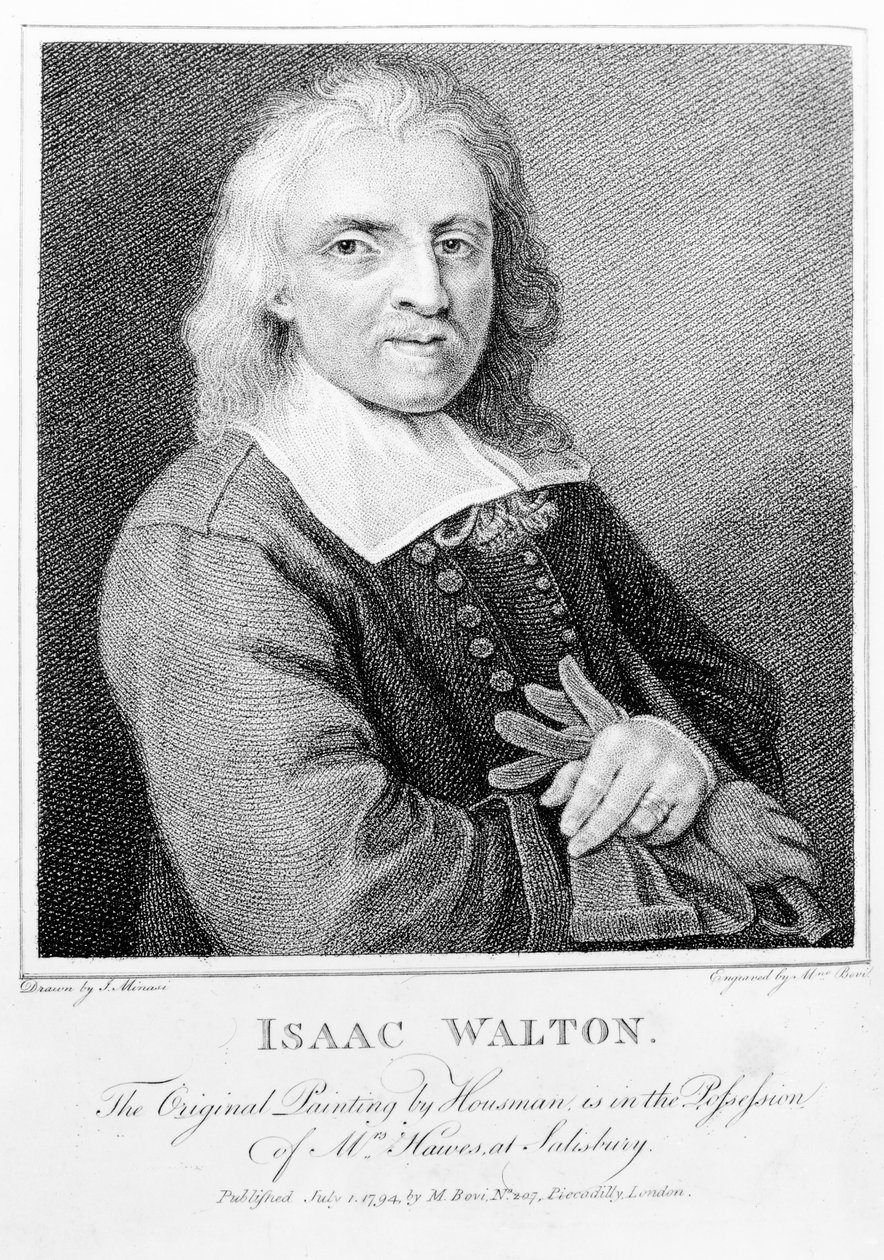 Portrait of Isaac Walton (1593-1683) engraved by Marino Bovi by Jacob Huysmans
