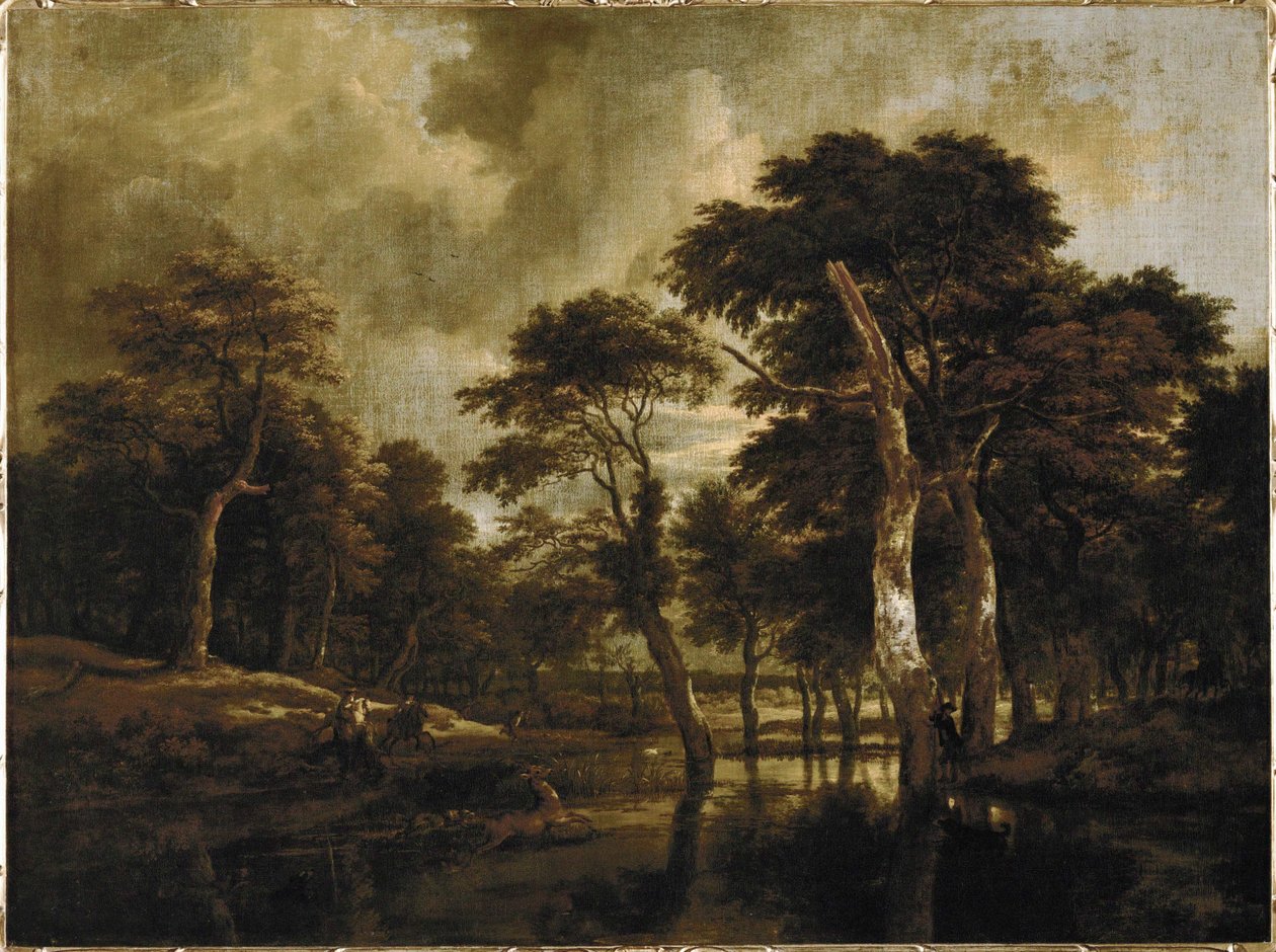 The Hunt by Jacob Isaaksz. or Isaacksz. van Ruisdael