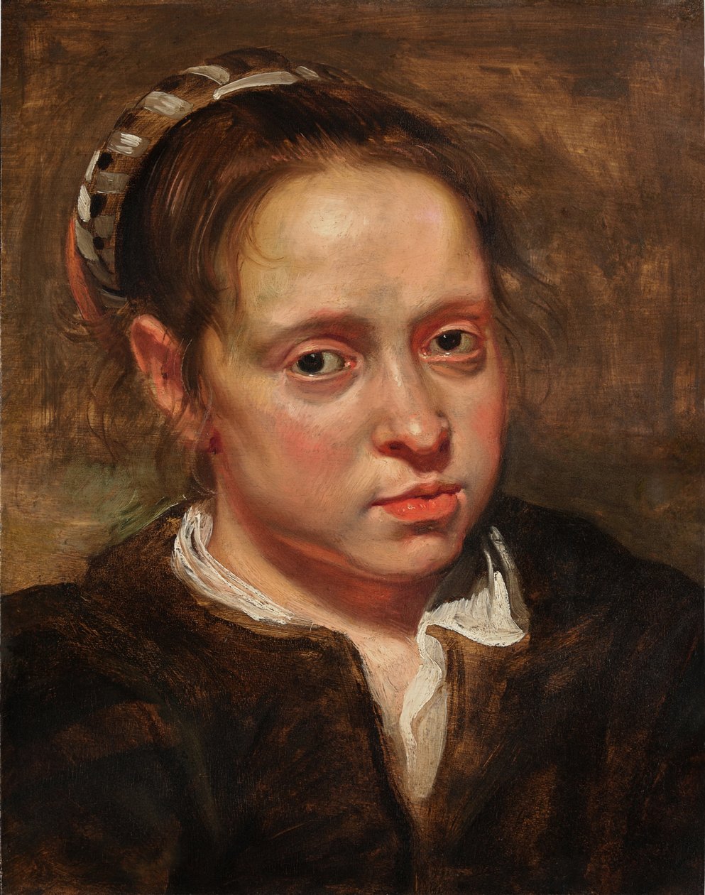 Head study of a young woman by Jacob Jordaens