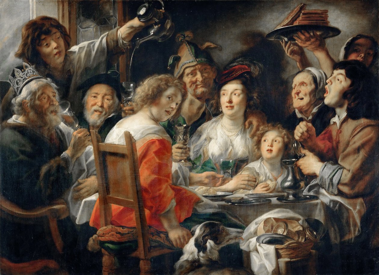 The King Drinks, or Family Meal on the Feast of Epiphany by Jacob Jordaens