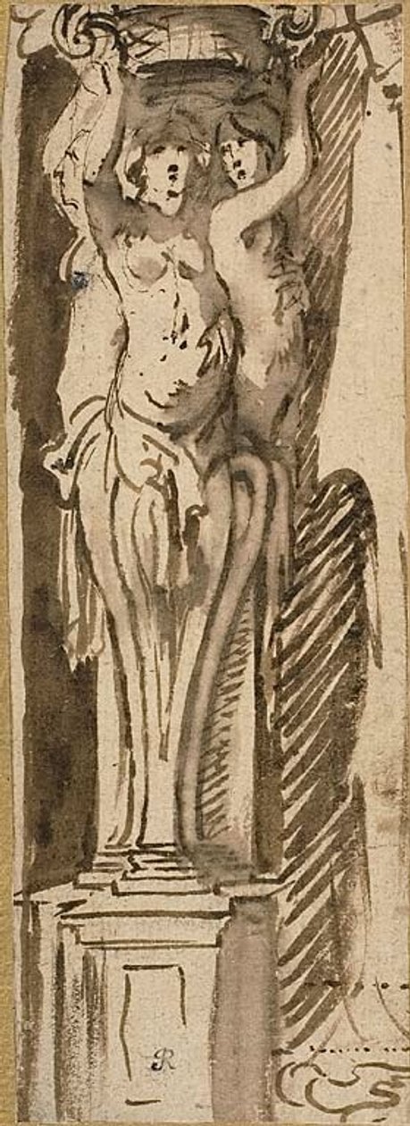 Three Caryatids Supporting a Basket by Jacob Jordaens