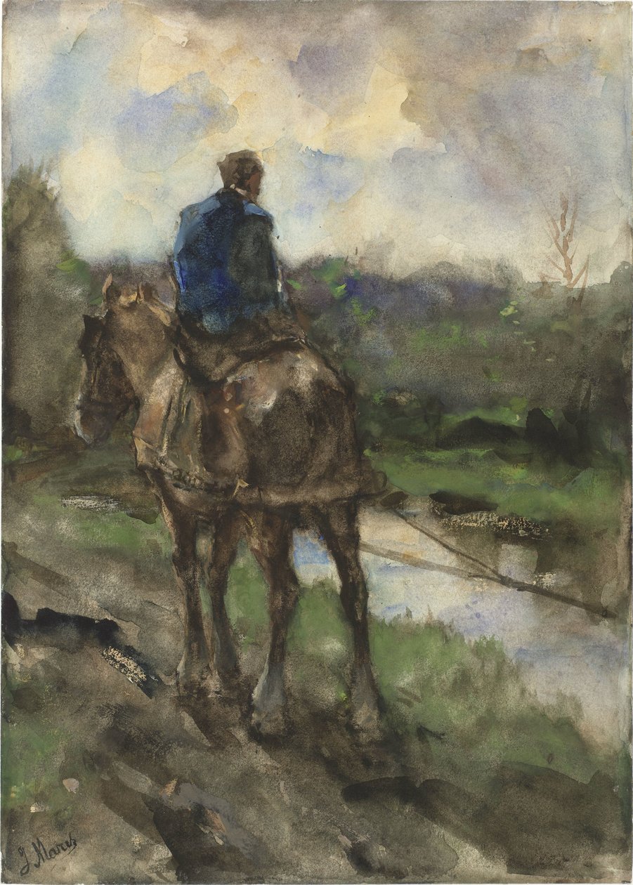 Hunter on Horseback on the Towpath by Jacob Maris