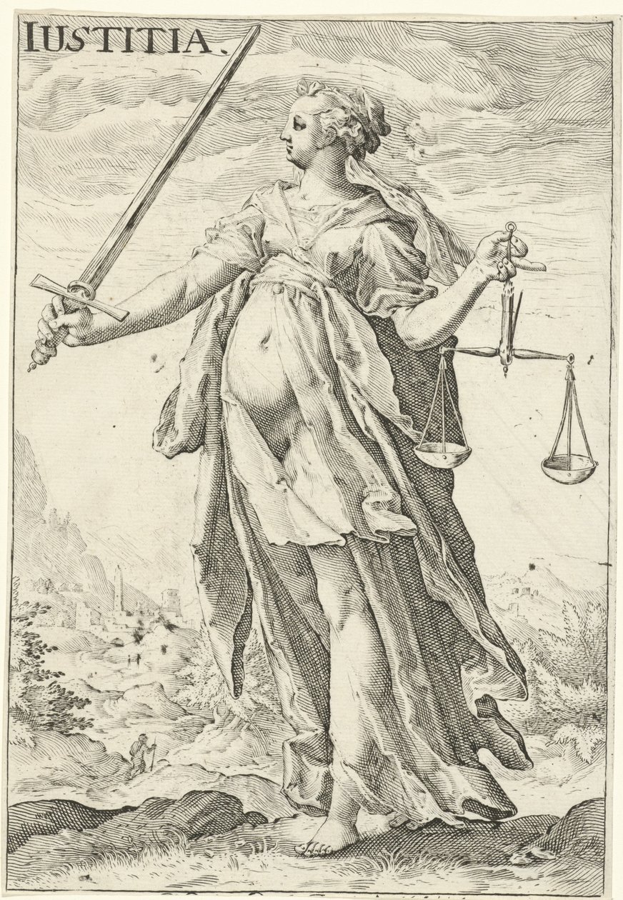 Justice (Justitia) by Jacob Matham (attributed to)