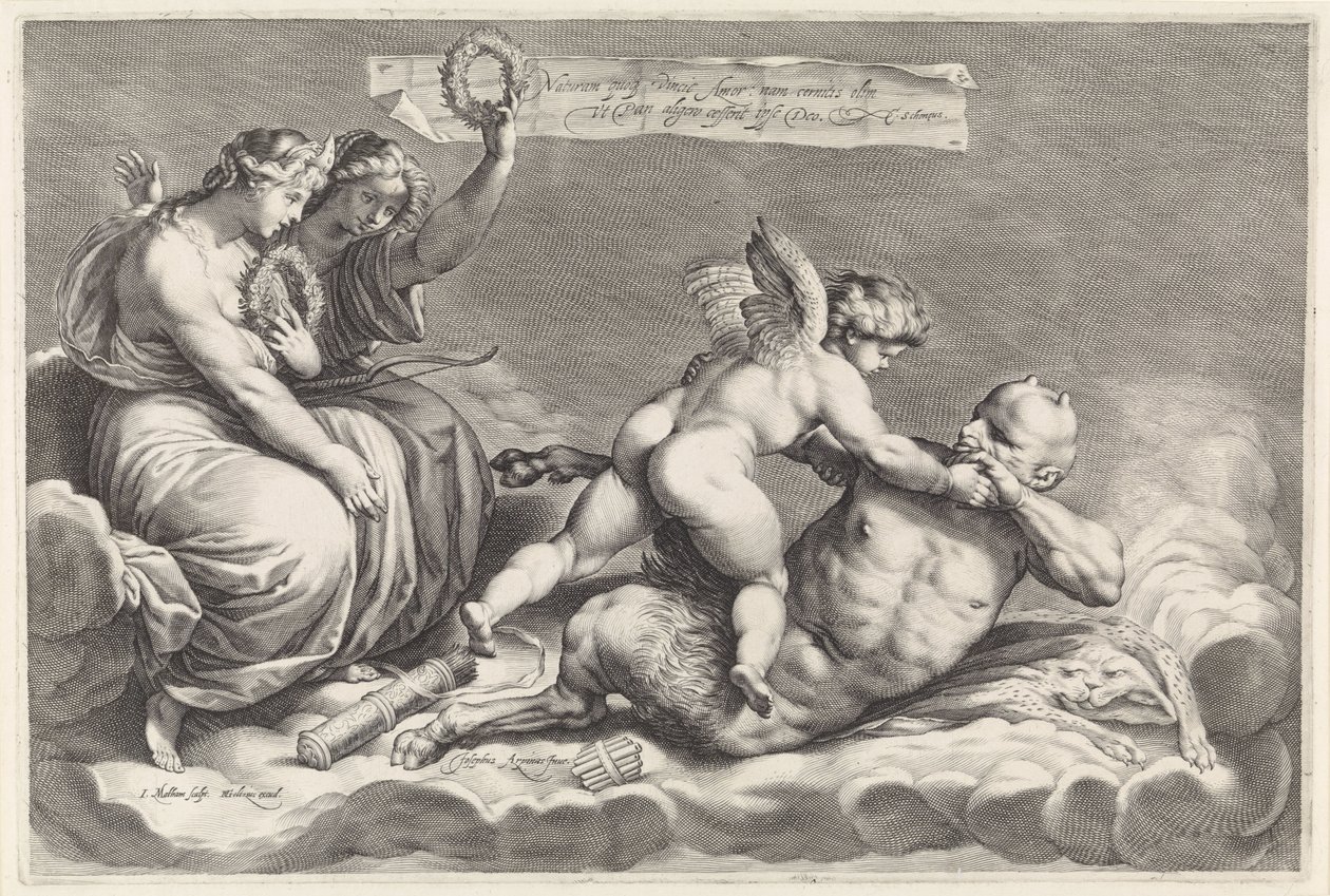 Amor Overcomes Pan (Omnia Vincit Amor) by Jacob Matham