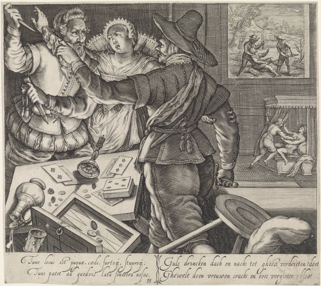 Card-players Fighting with Weapons Drawn by Jacob Matham