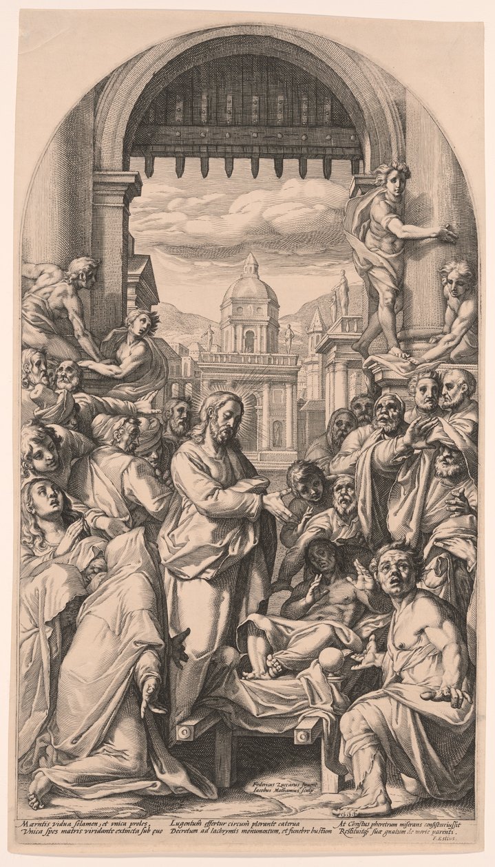 Christ Raises the Dead Son of the Widow of Nain by Jacob Matham