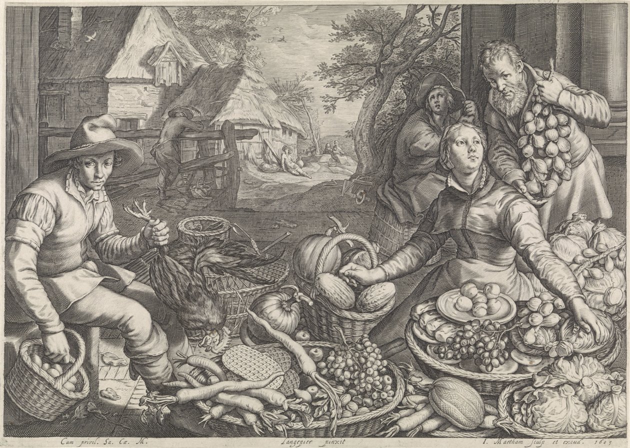 Market Scene and the Rest on the Flight into Egypt by Jacob Matham