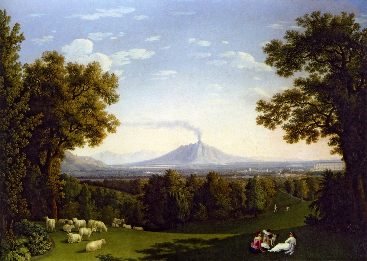 Landscape with the Palace at Caserta and Vesuvius by Jacob Philipp Hackert