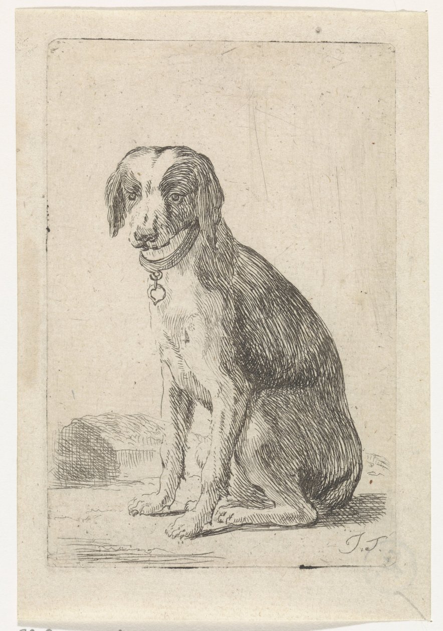 Sitting Dog with Collar (series title: Dogs) by Jacob Toorenvliet