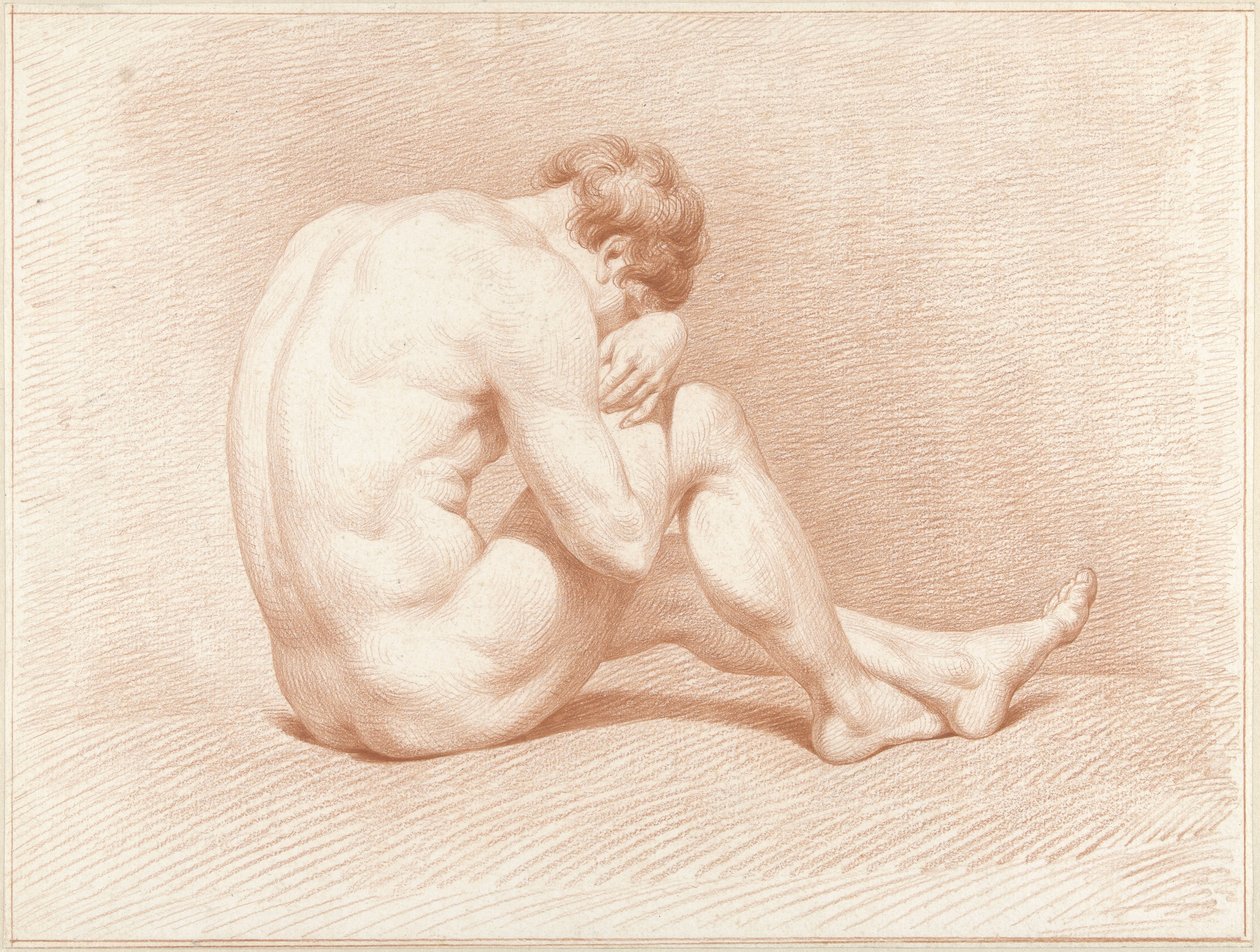 Seated Male Nude, Head on Knee by Jacob Willemz. de Vos