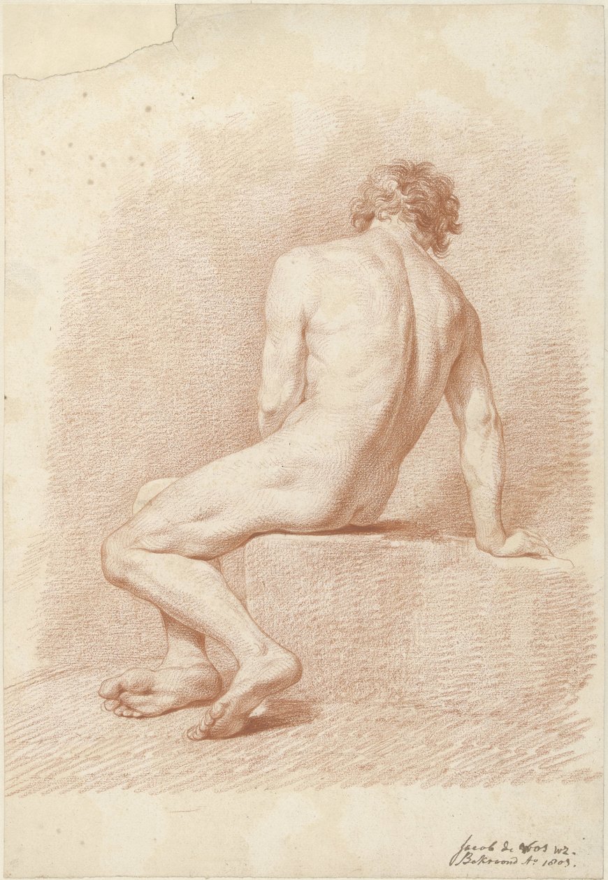 Seated Male Nude, Seen from the Back by Jacob Willemz. de Vos