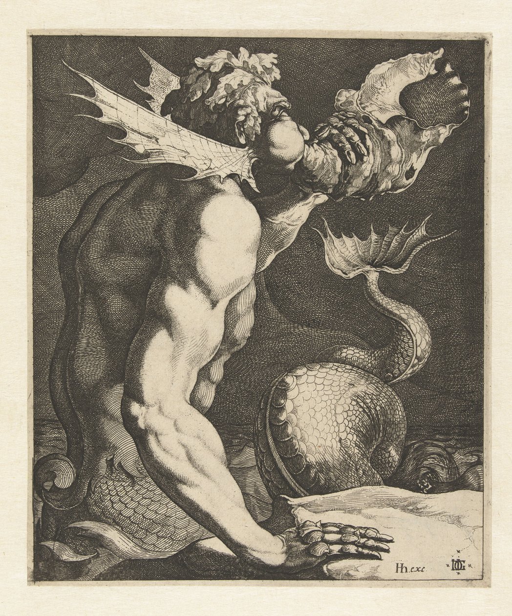 A Triton Blowing a Shell by Jacob de Gheyn (III)