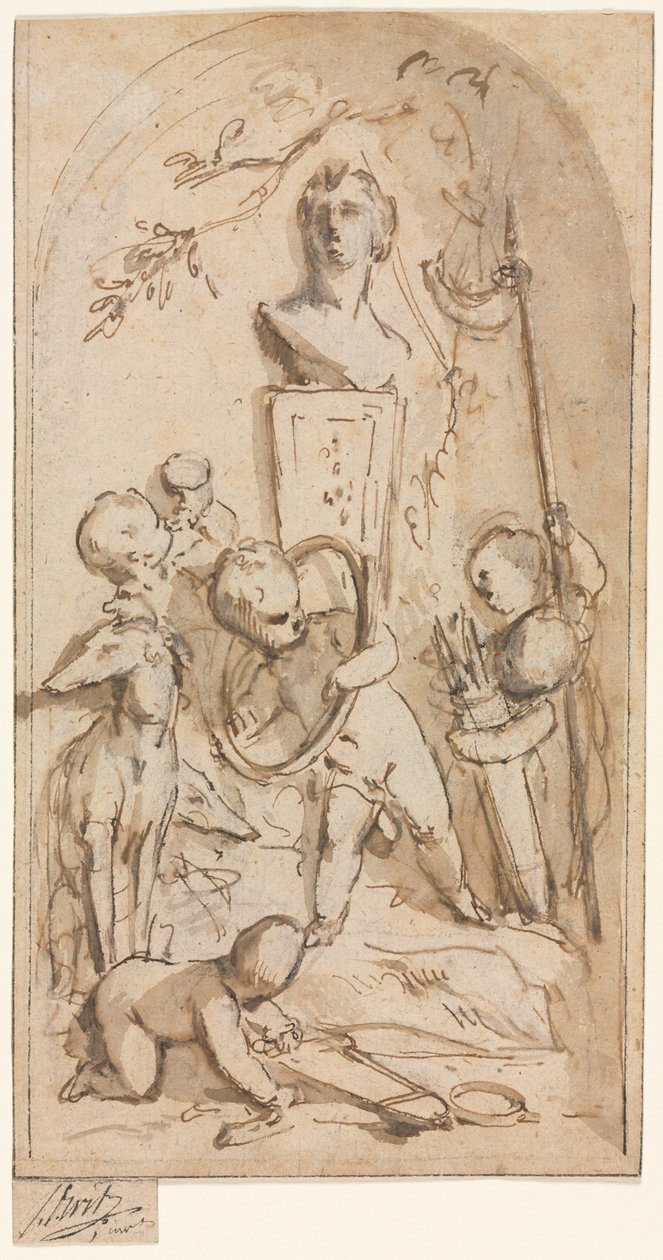 Bust of Diana with Putti and Hunting Attributes by Jacob de Wit