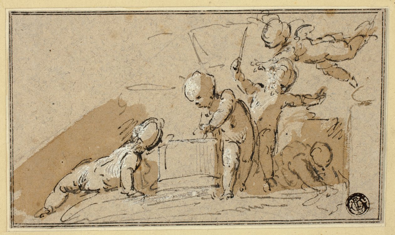 Five Putti at Play by Jacob de Wit: Premium art reproduction